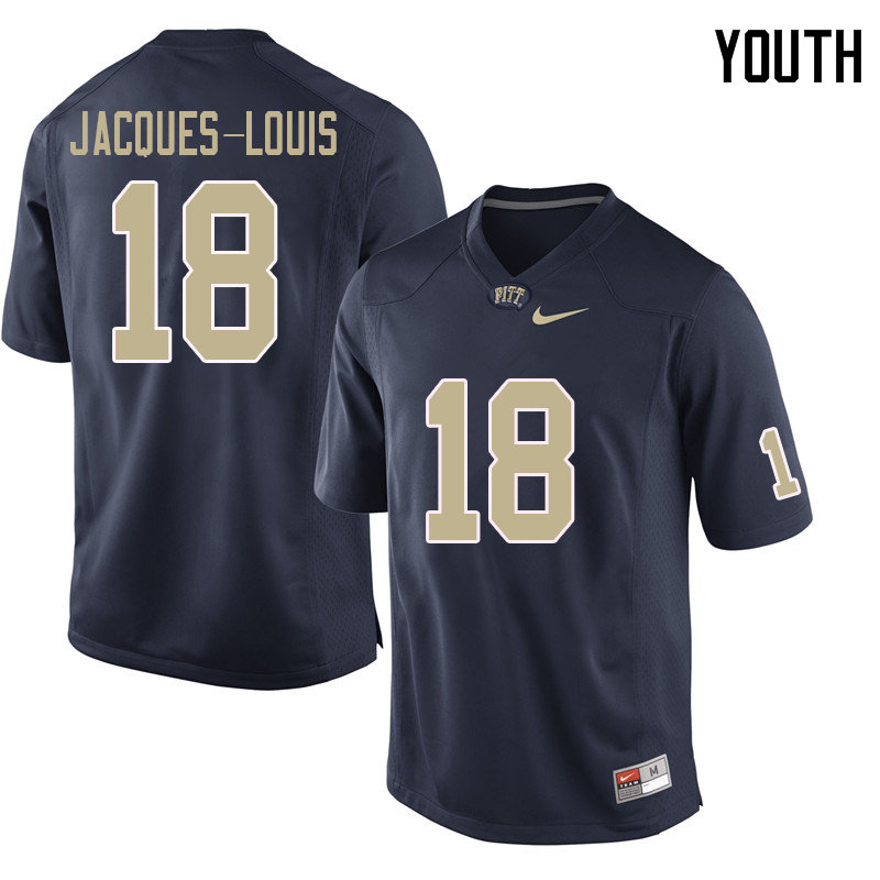 Youth #18 Shocky Jacques-Louis Pittsburgh Panthers College Football Jerseys Sale-Navy